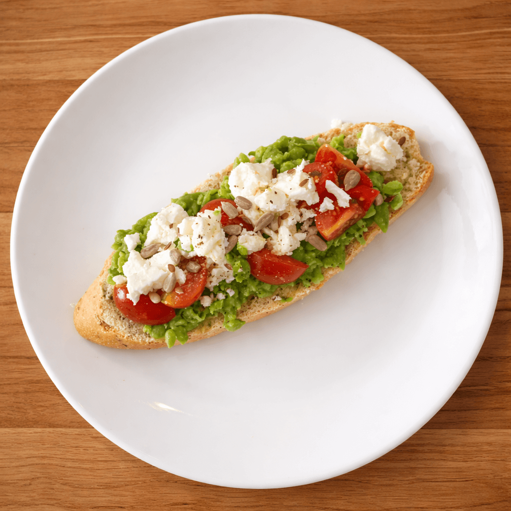 Nytt recept 2026: Ärtröra på toast med fetaost & tomat